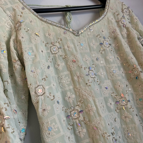 Lashkaraa Light Green Embroidered Suit - Picture 7 of 16